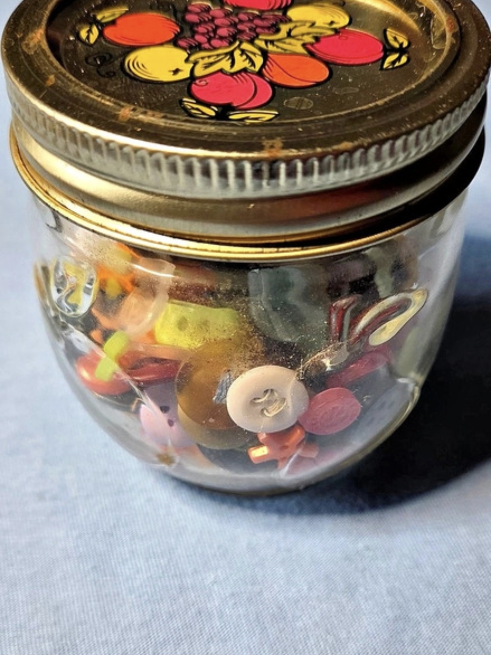 Vintage Mason Storage Jar with Old Buttons